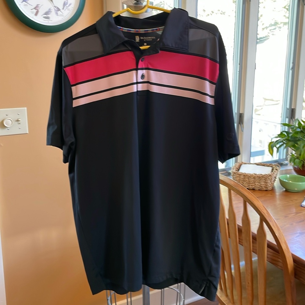 Mens Golfing Shirt Black/Pink/Gray St Andrews of Scotland XL